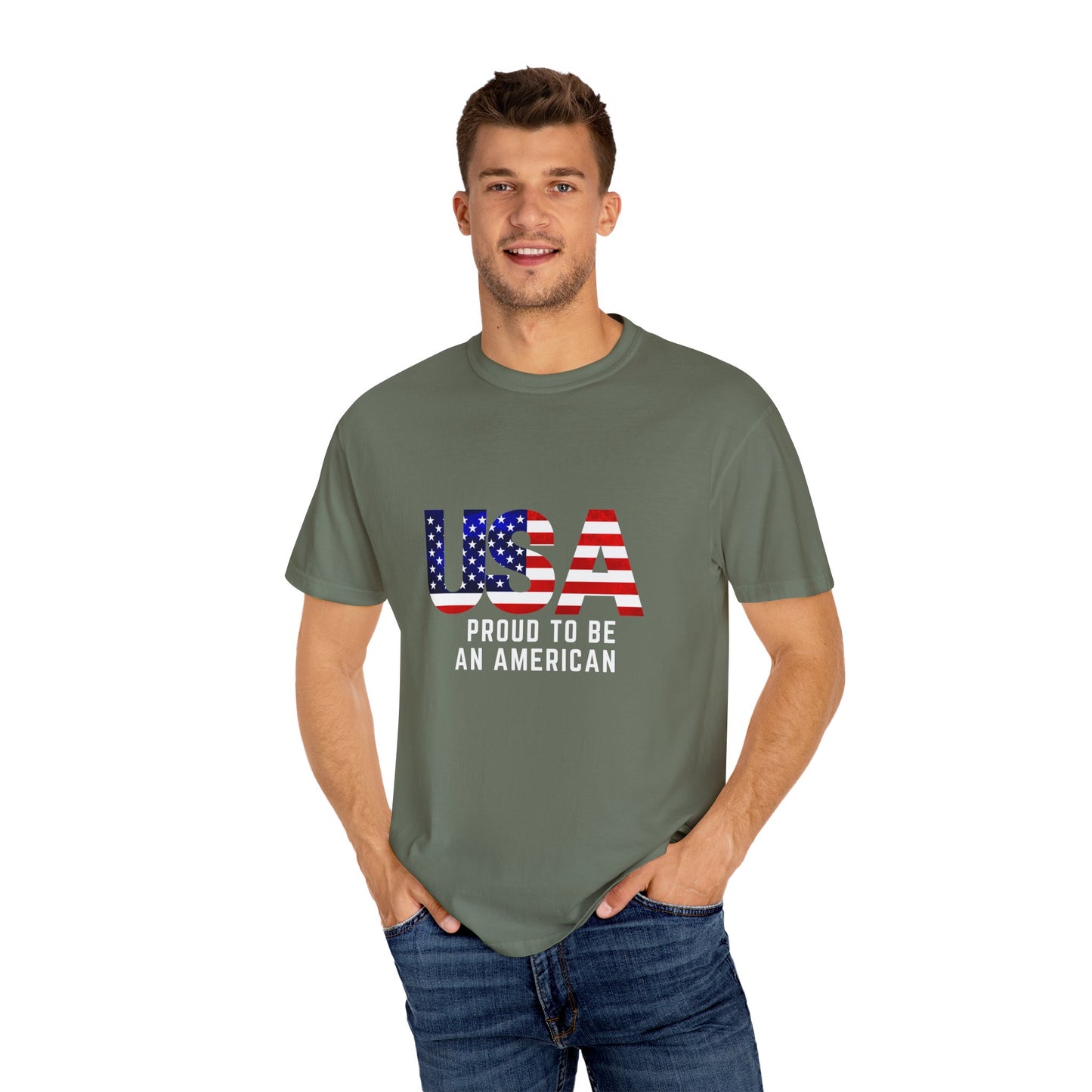 “USA Proud To Be An American” Garment-Dyed T-shirt