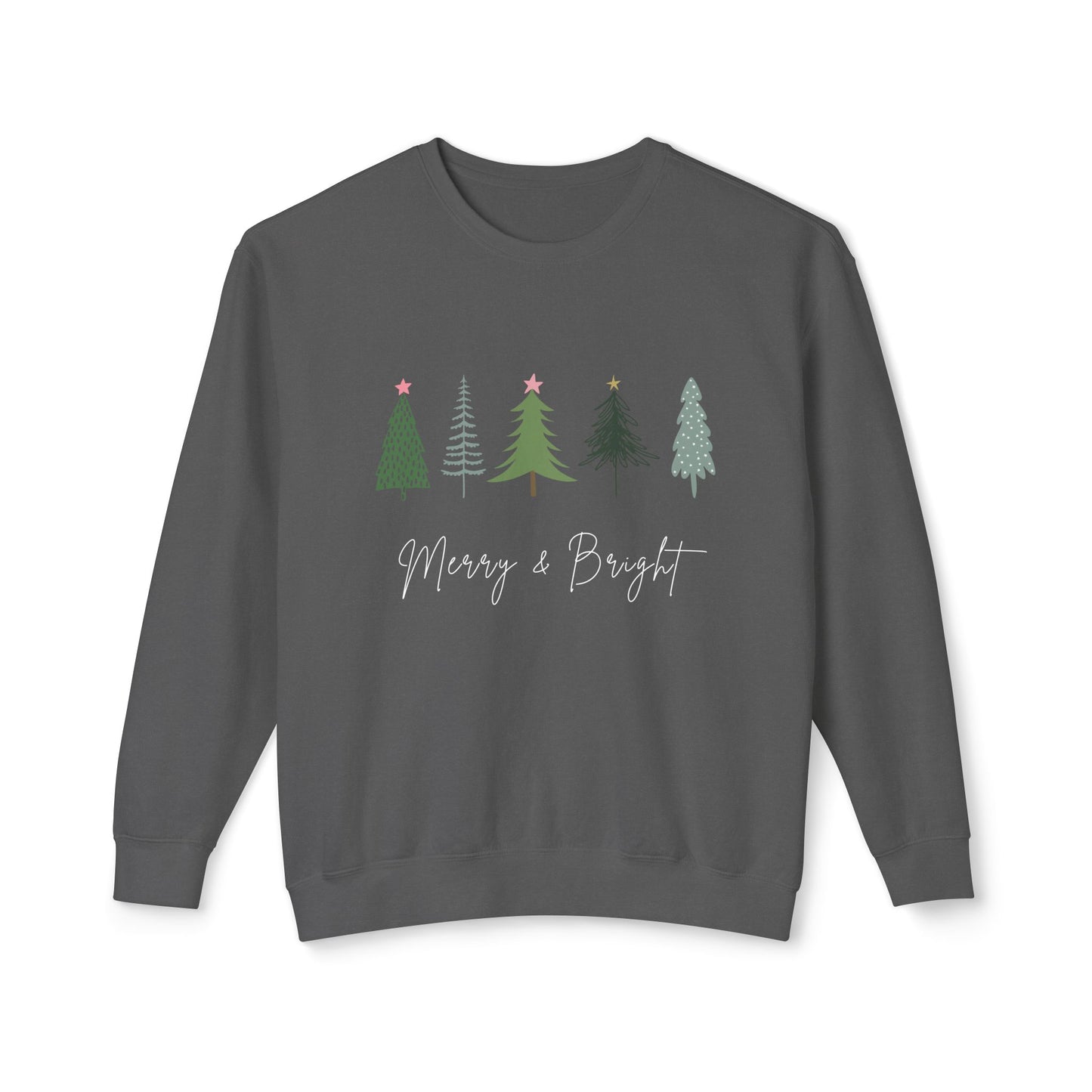 Women’s “Merry & Bright” Christmas Sweater with Christmas Trees