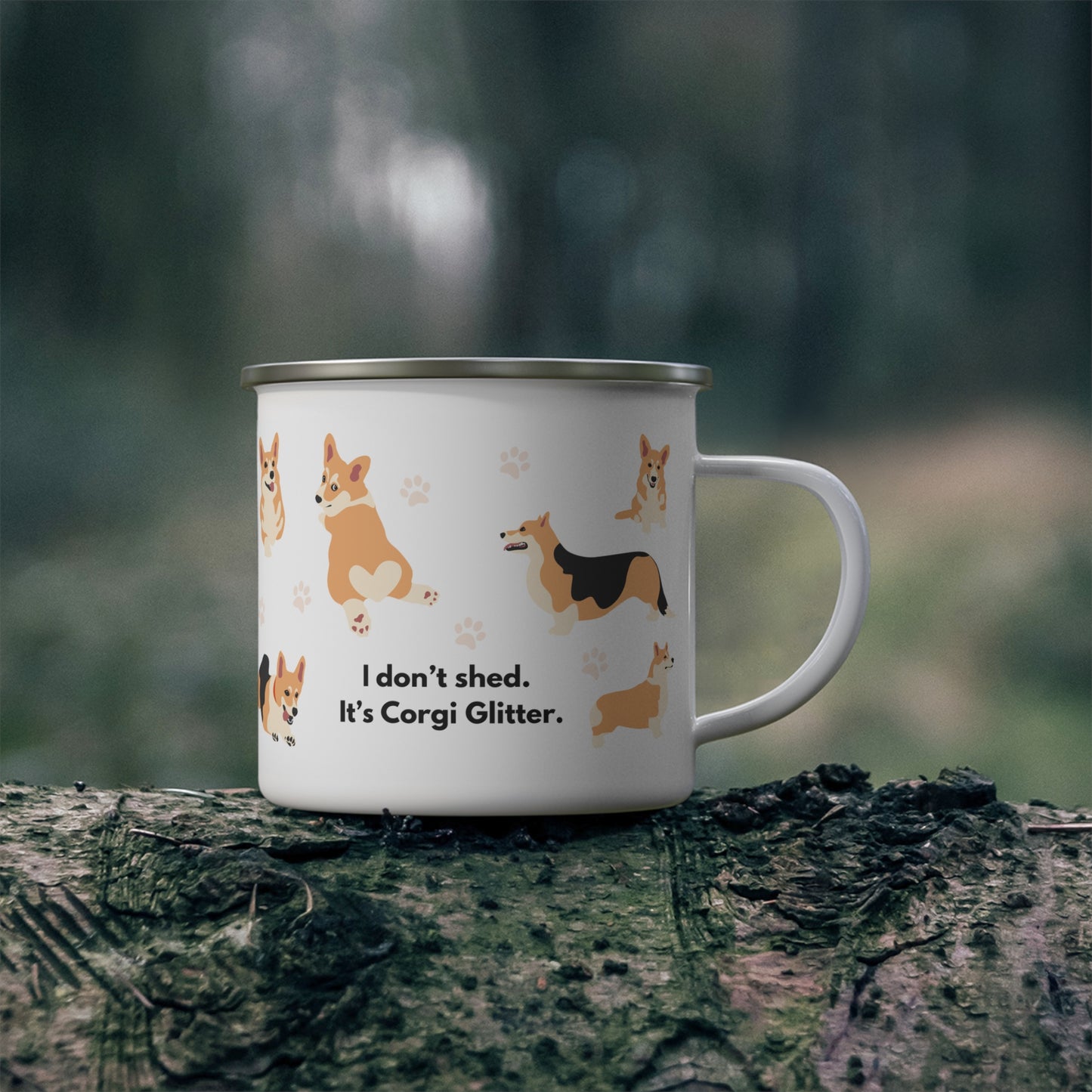 Corgi Enamel Camping Coffee Mug