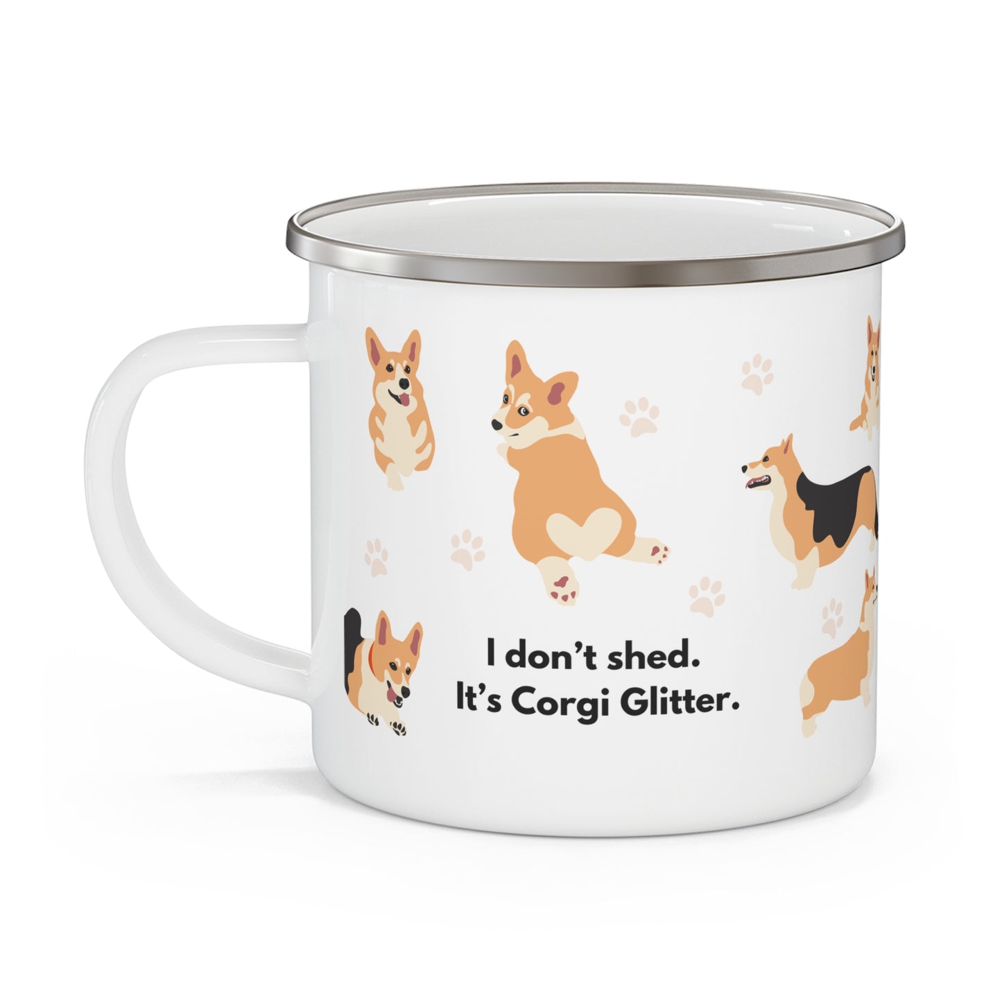 Corgi Enamel Camping Coffee Mug