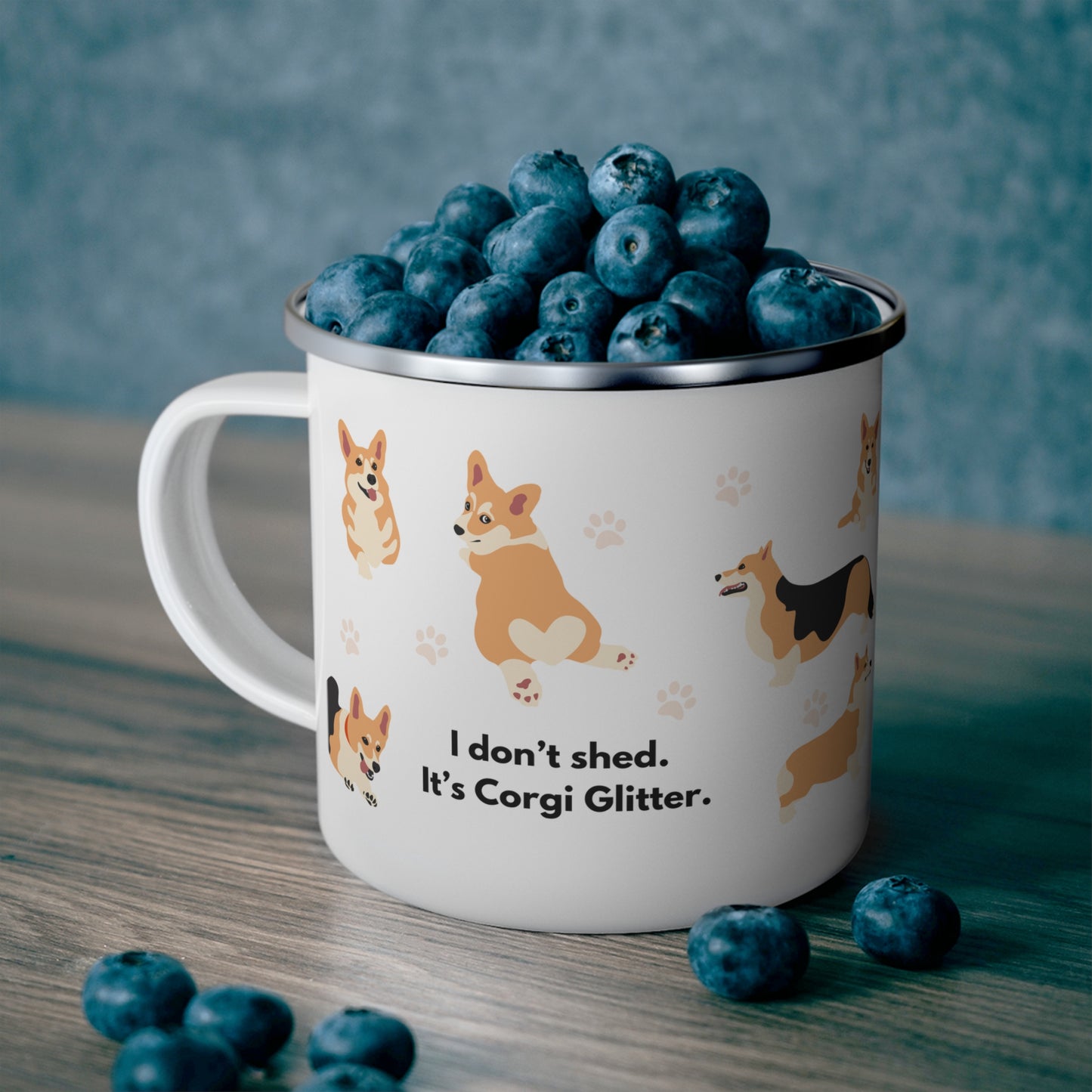 Corgi Enamel Camping Coffee Mug