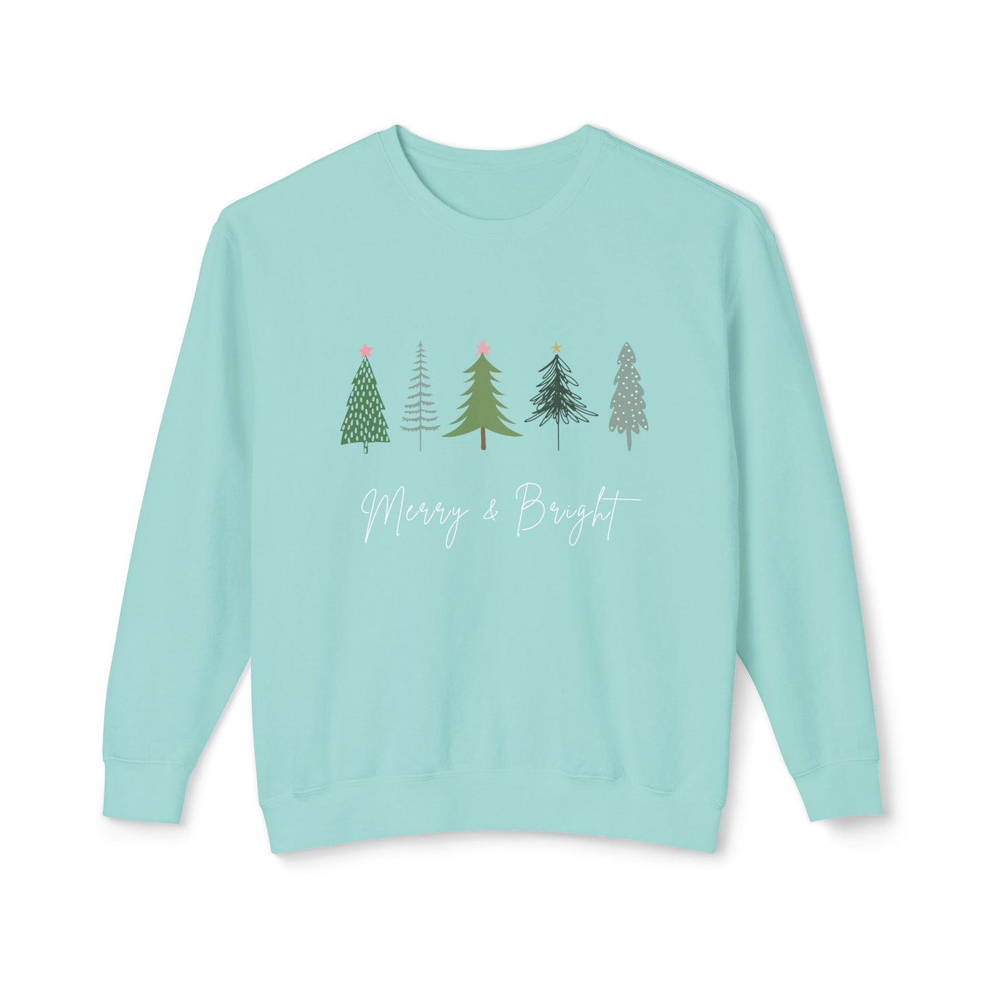 Women’s “Merry & Bright” Christmas Sweater with Christmas Trees