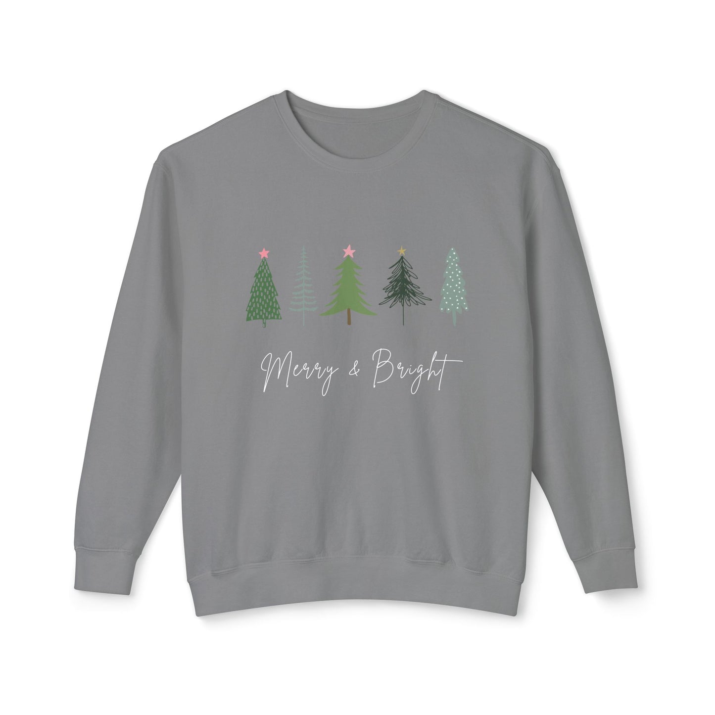 Women’s “Merry & Bright” Christmas Sweater with Christmas Trees