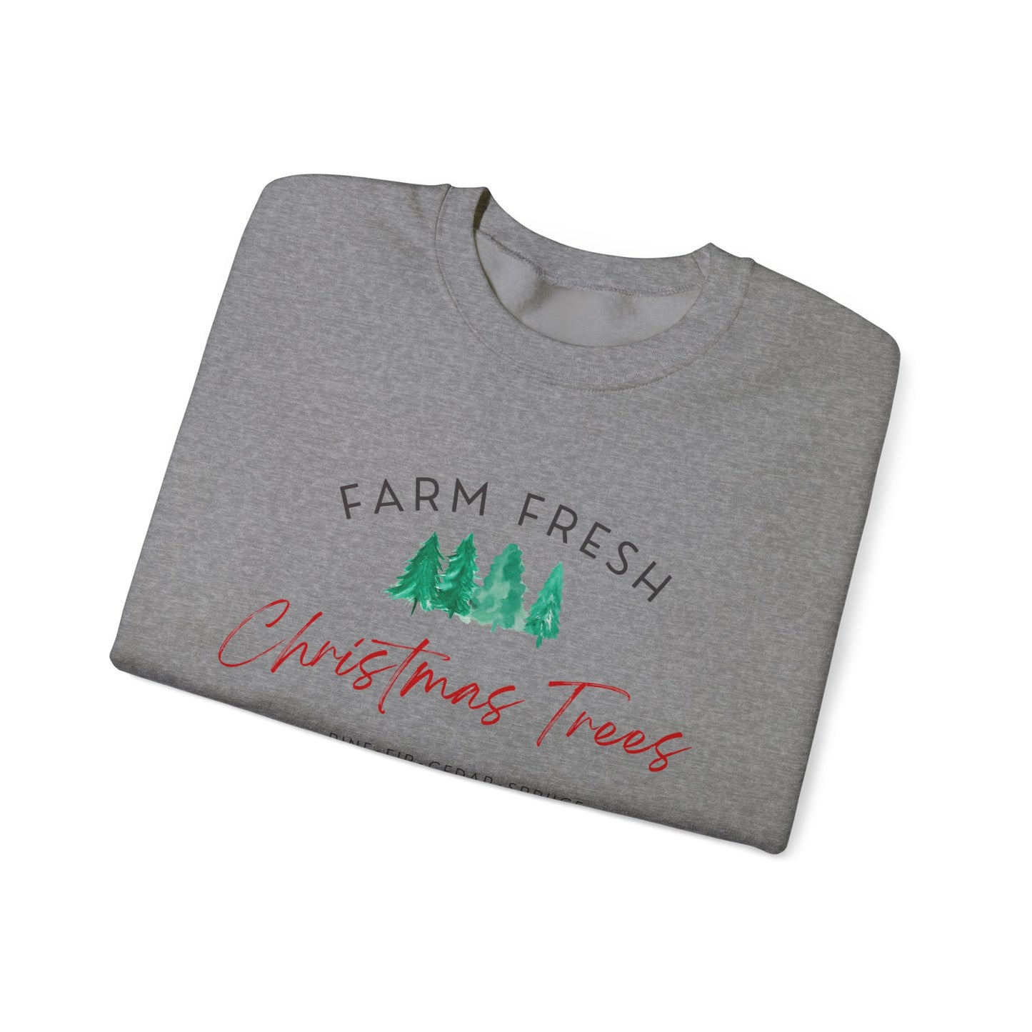 Christmas Tree Farm Fresh Sweatshirt with “Complimentary Hot Cocoa & Cider” – Cozy Holiday Sweatshirt Crewneck Sweatshirt