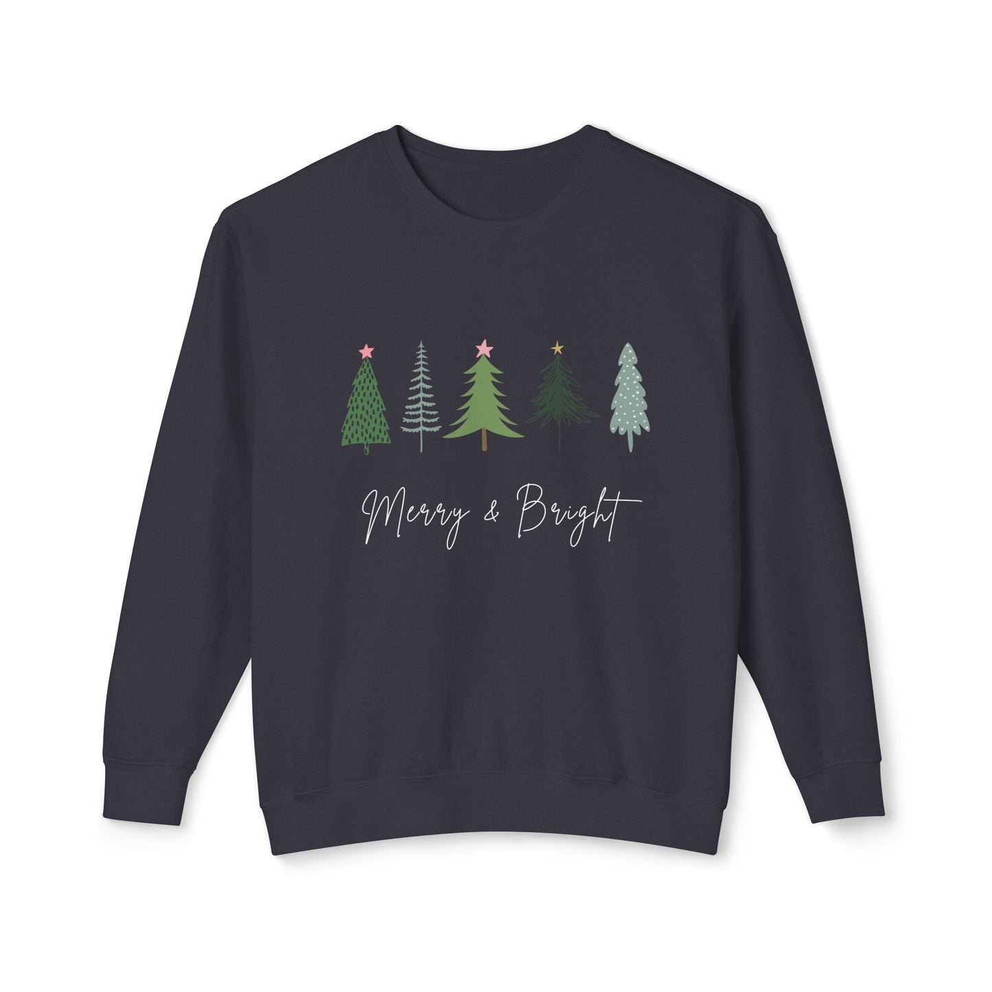 Women’s “Merry & Bright” Christmas Sweater with Christmas Trees