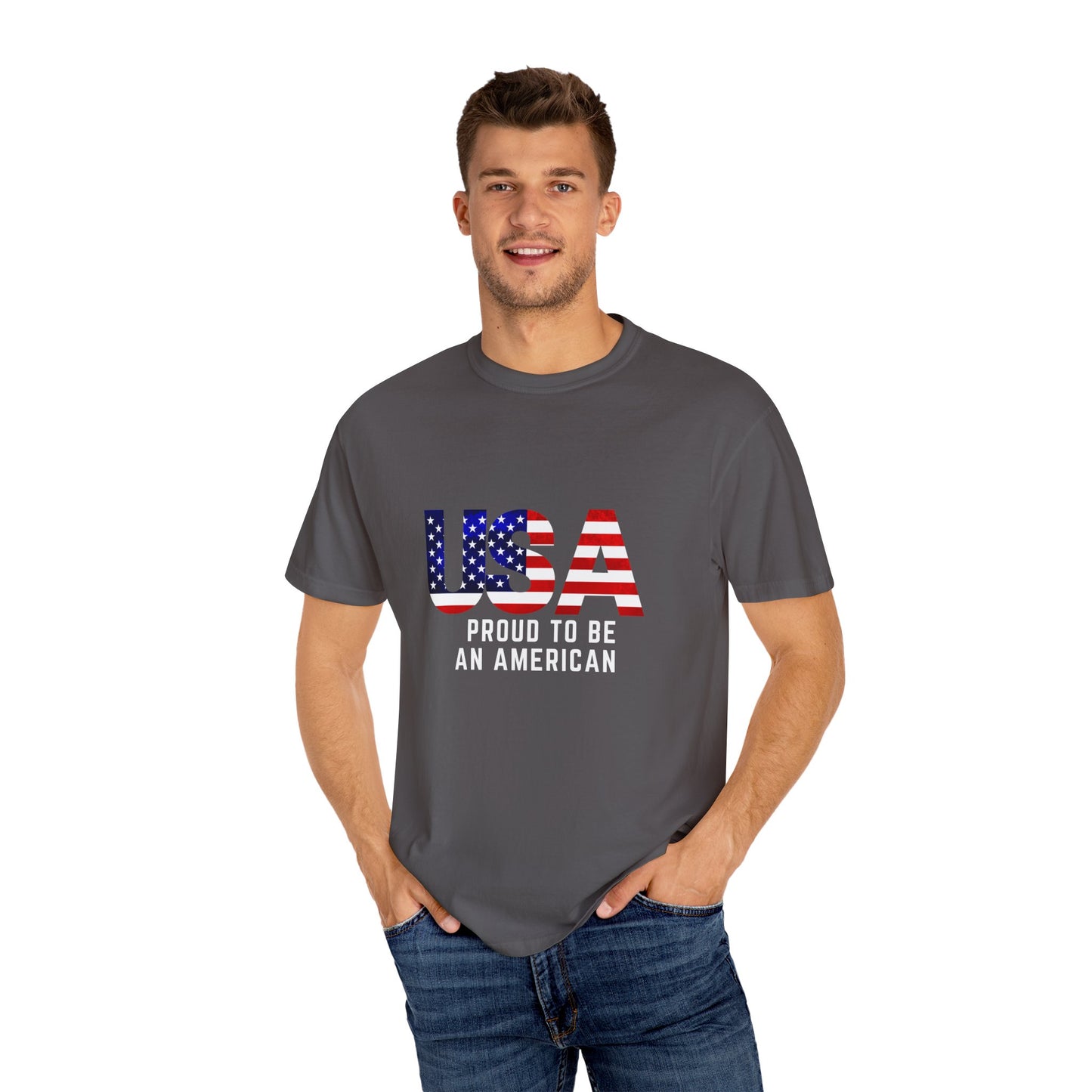 “USA Proud To Be An American” Garment-Dyed T-shirt