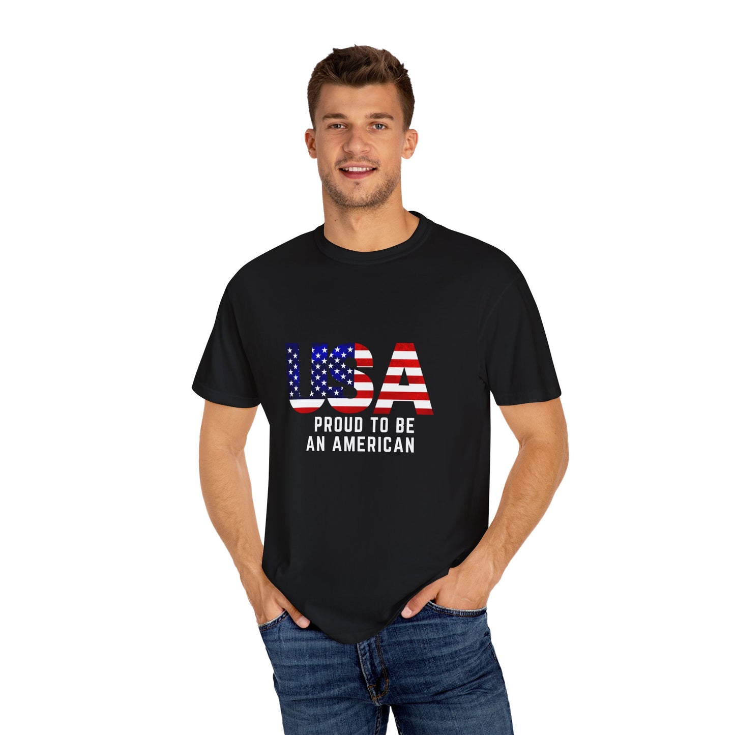 “USA Proud To Be An American” Garment-Dyed T-shirt