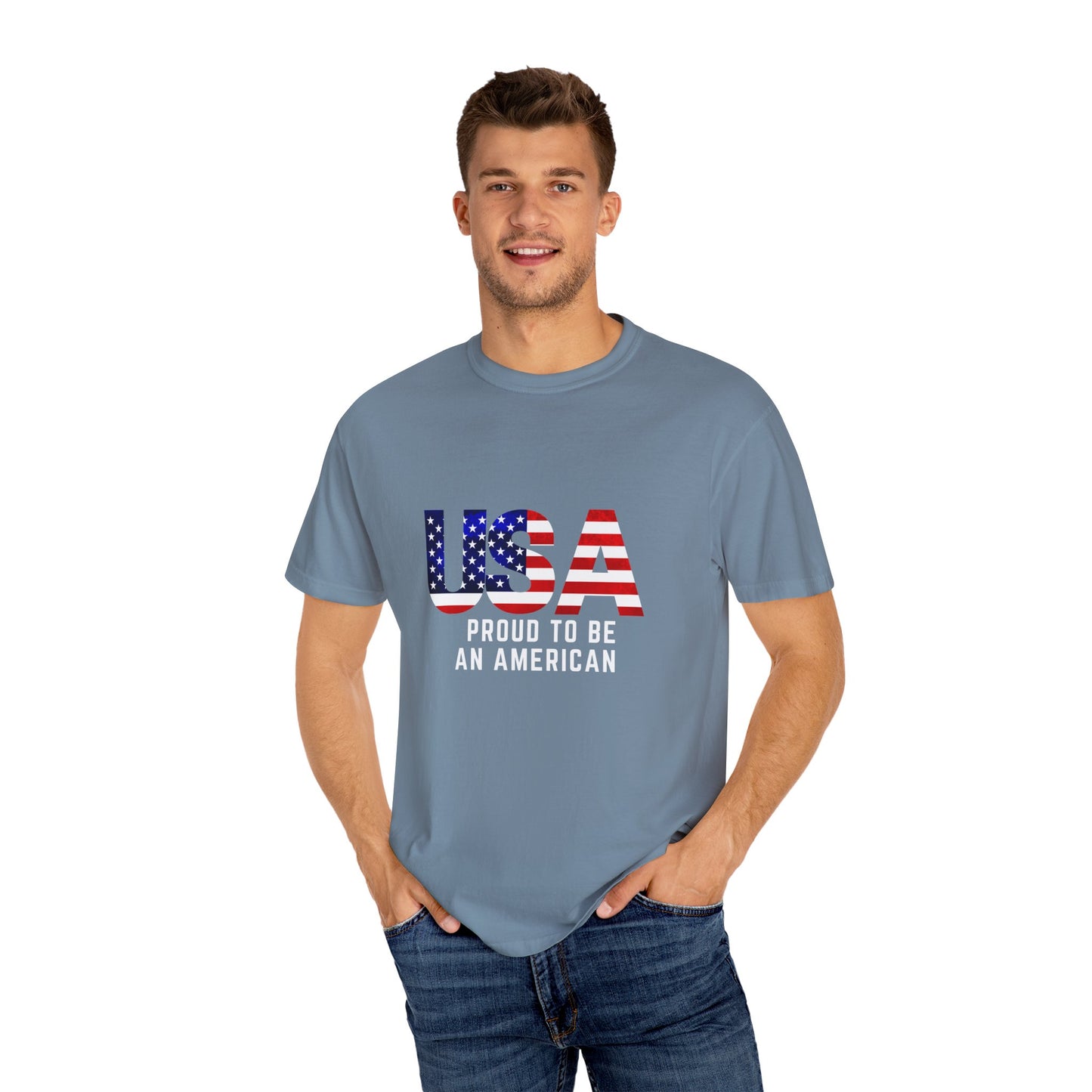 “USA Proud To Be An American” Garment-Dyed T-shirt