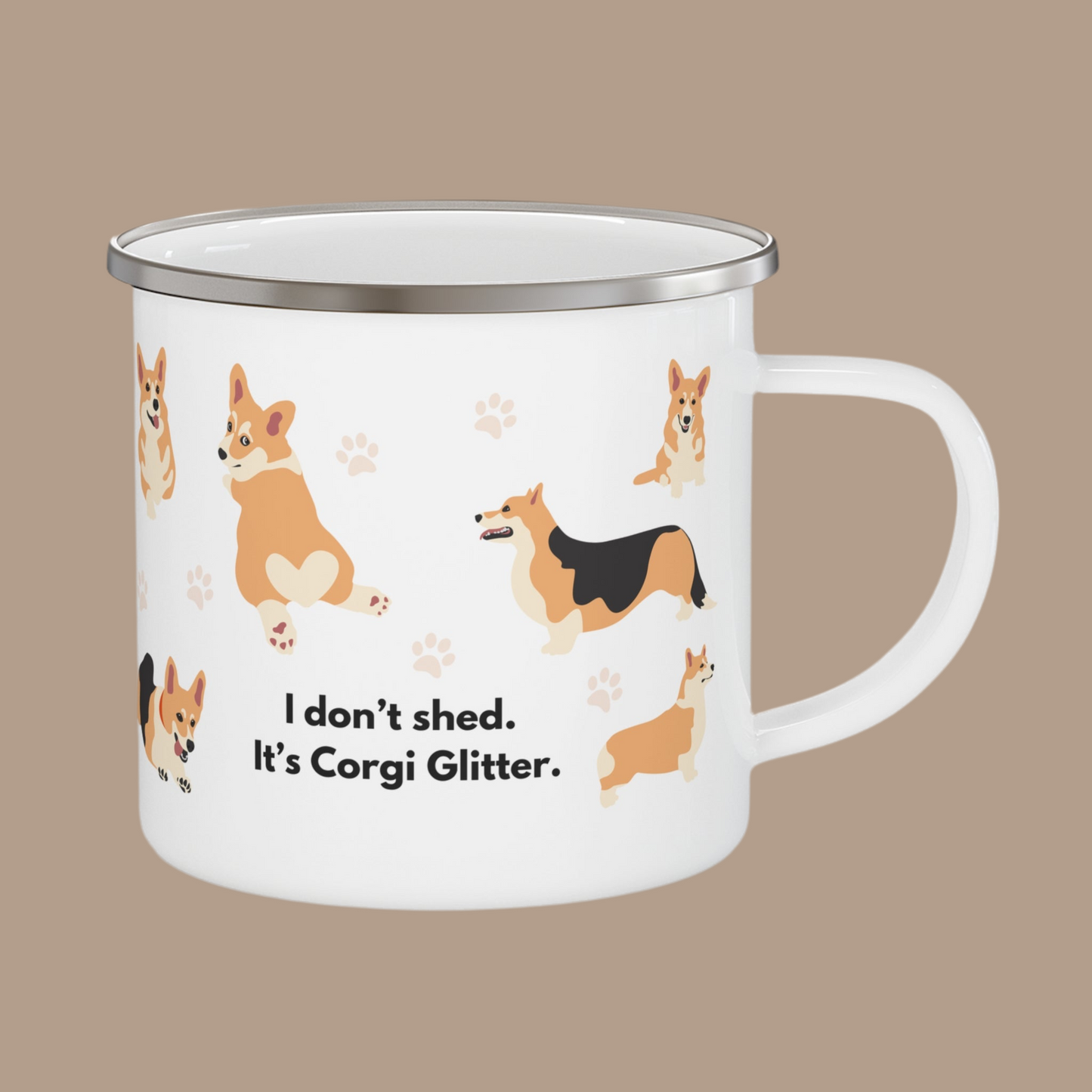 Corgi Enamel Camping Coffee Mug