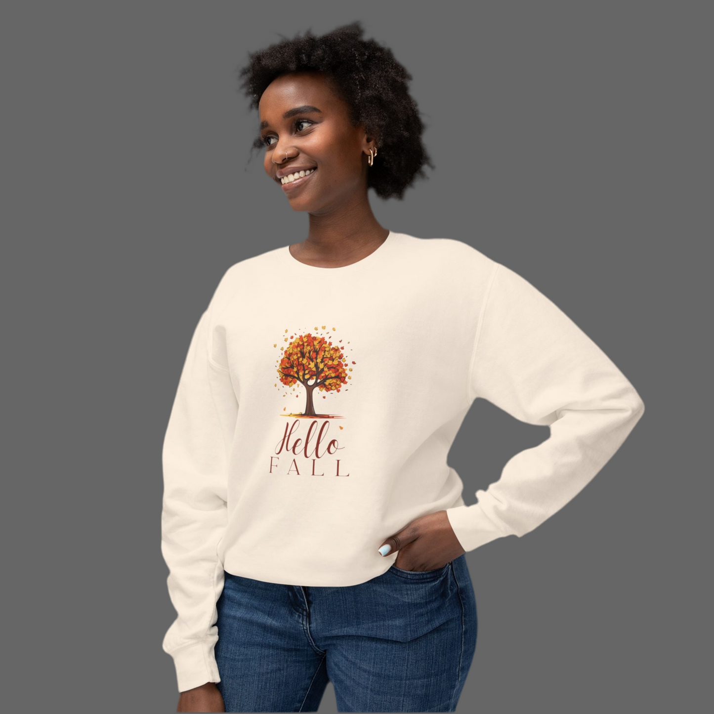 “Hello Fall” Lightweight Crewneck Sweatshirt